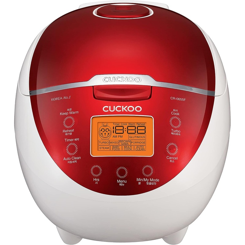 CUCKOO CR-0655F | 6-Cup (Uncooked) Micom Rice Cooker | 12 Menu Options: White Rice, Brown Rice & More, Nonstick Inner Pot, Designed in Korea | Red/White | Bigbigmart.com