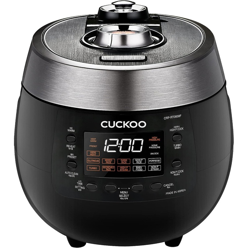 CUCKOO CRP-RT0609FB | 6-Cup (Uncooked) Twin Pressure Rice Cooker & Warmer | 12 Menu Options: High/Non-Pressure Steam & More, Made in Korea | Black | Bigbigmart.com