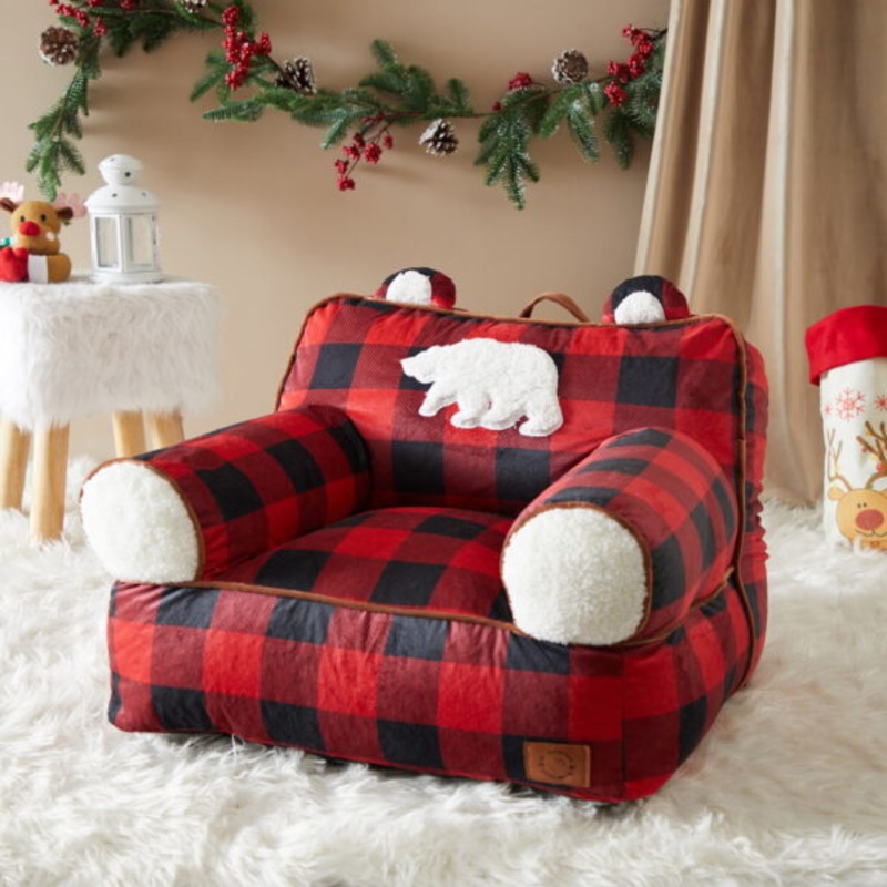 Dearfoams Bean Bag Chair, Red and Black | Bigbigmart.com