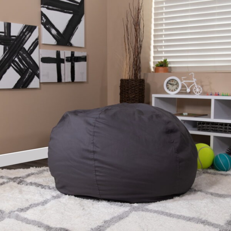 Flash Furniture Duncan Oversized Bean Bag Chair, Gray | Bigbigmart.com