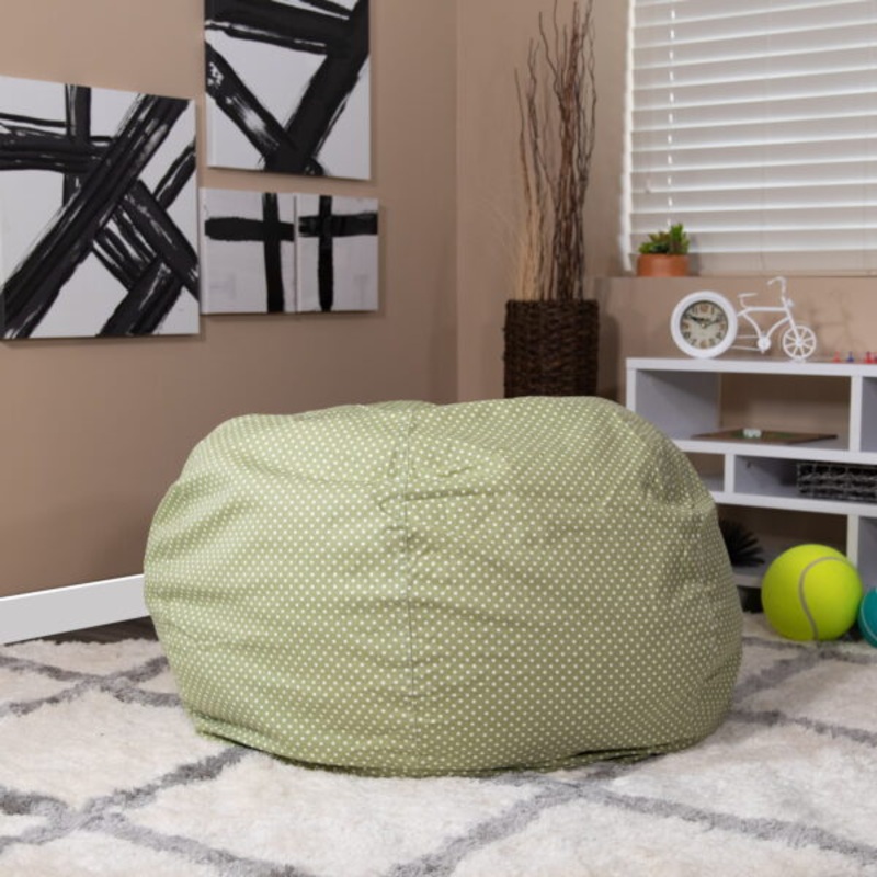 Flash Furniture Oversized Green Dot Refillable Bean Bag Chair for All Ages | Bigbigmart.com