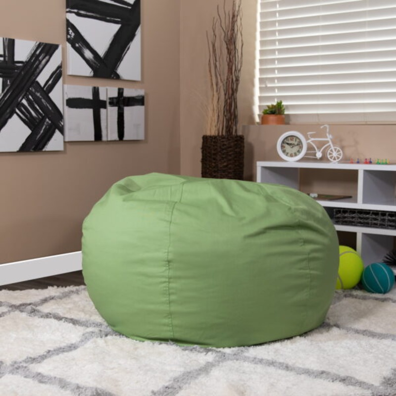 Flash Furniture Oversized Solid Green Refillable Bean Bag Chair for All Ages | Bigbigmart.com