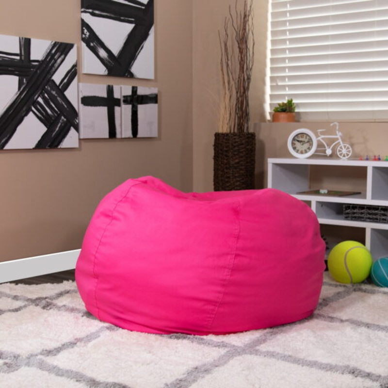 Flash Furniture Oversized Solid Hot Pink Refillable Bean Bag Chair for All Ages | Bigbigmart.com