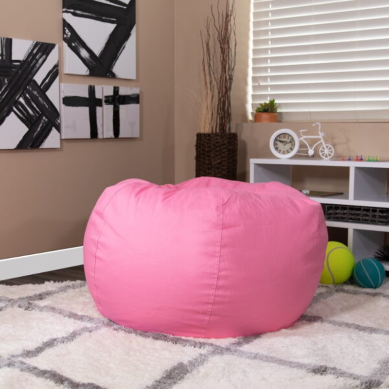 Flash Furniture Oversized Solid Light Pink Refillable Bean Bag Chair for All Ages | Bigbigmart.com