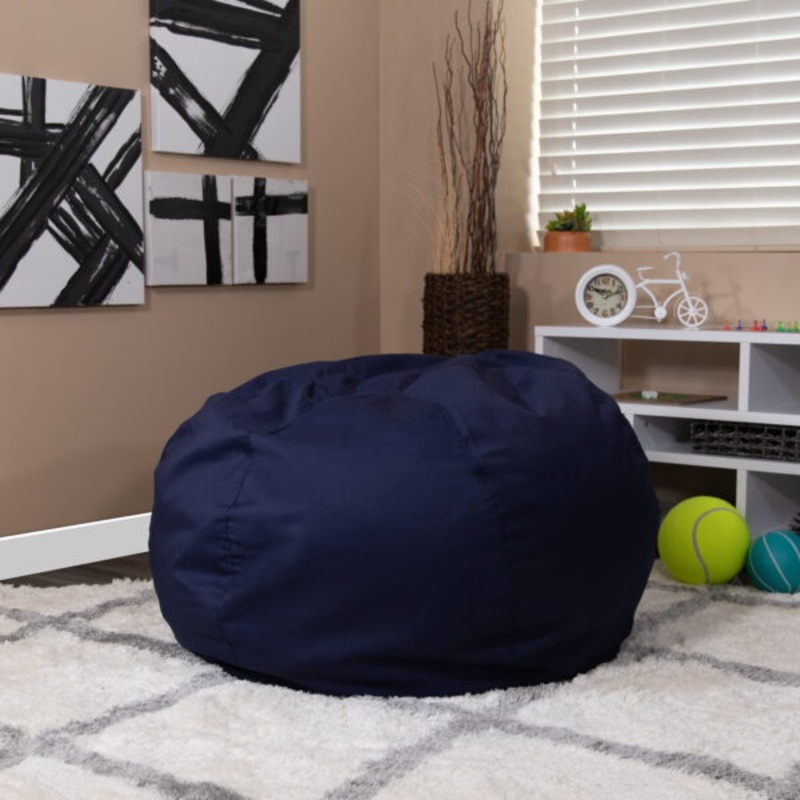 Flash Furniture Oversized Solid Navy Blue Refillable Bean Bag Chair for All Ages | Bigbigmart.com