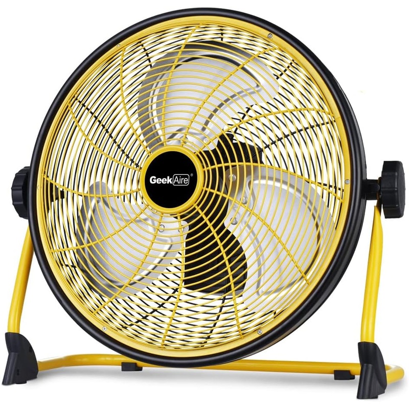 Geek Aire Rechargeable Outdoor High Velocity Camping Floor Fan, 16 Portable Battery Operated Fan with Metal Blade for Garage Barn Gym Camp, Cordless Industrial Fan, Camping Gear Accessories | Bigbigmart.com