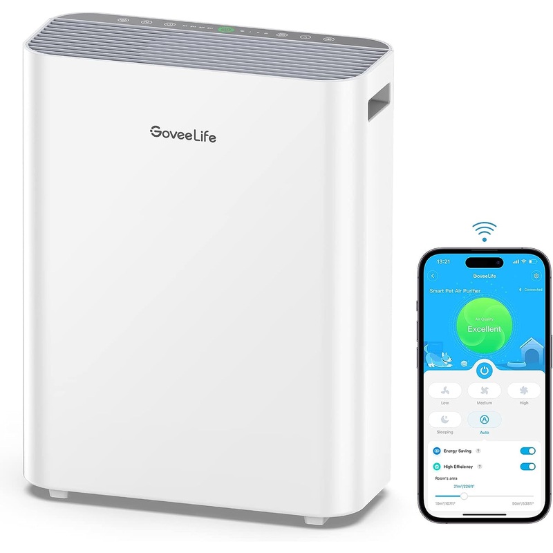 Govee Life Smart Air Purifiers for Home Large Room, H13 True HEPA Air Purifiers for Pets with PM2.5 Sensor, Air Quality Index for 99.97% 0.3 micron Particles, Washable Pre-Filter for Pet Hair Lint | Bigbigmart.com