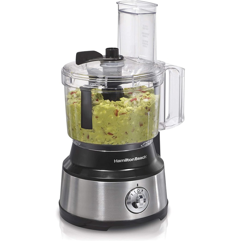Hamilton Beach Food Processor & Vegetable Chopper for Slicing, Shredding, Mincing, and Puree, 10 Cups + Easy Clean Bowl Scraper, Stainless Steel (70730) | Bigbigmart.com