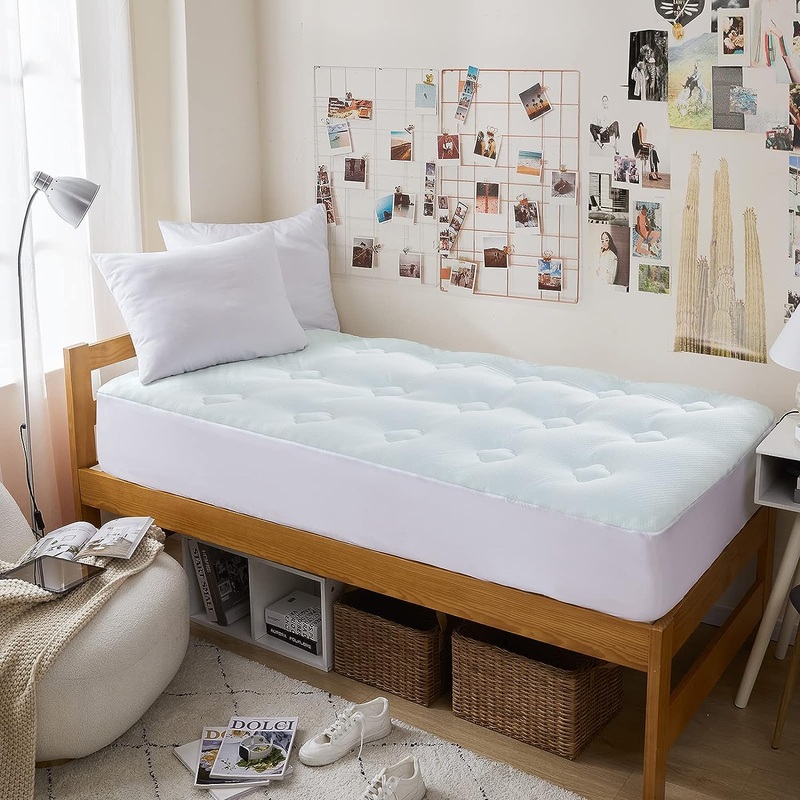 Hansleep Memory Foam Mattress Topper Twin XL, Cooling Mattress Pad for College Dorm Single Bed, 39×80 Inches, White