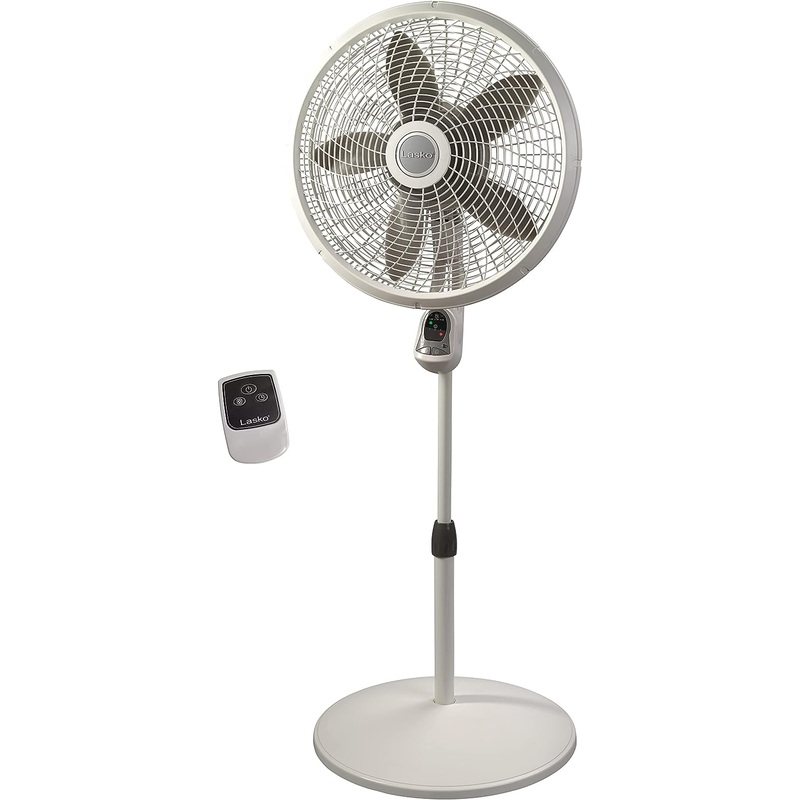 Lasko Cyclone Pedestal Fan, Adjustable Height, Remote Control, Timer, 3 Speeds, for Bedroom, Kitchen, 18, White, 1885, Large