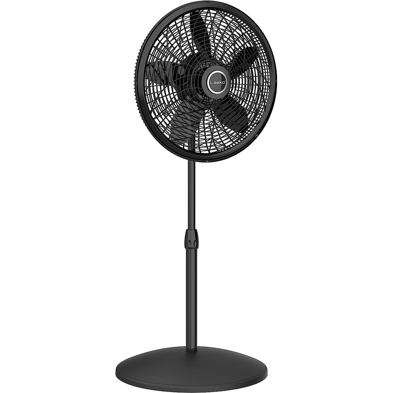Lasko Oscillating Pedestal Fan, Adjustable Height, 3 Speeds, for Bedroom, Living Room, Home Office and College Dorm Room, 18, Black, 1827 | Bigbigmart.com
