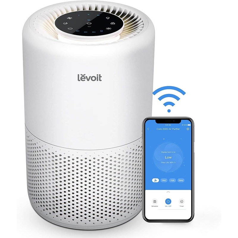 LEVOIT Air Purifier for Home Large Room, Smart WiFi Alexa Control, HEPA Filter for Allergies, Removes Pollutants, Smoke, Dust, Covers up to 915 Sq.Foot, 24dB Quiet for Bedroom, Core 200S, Black | Bigbigmart.com