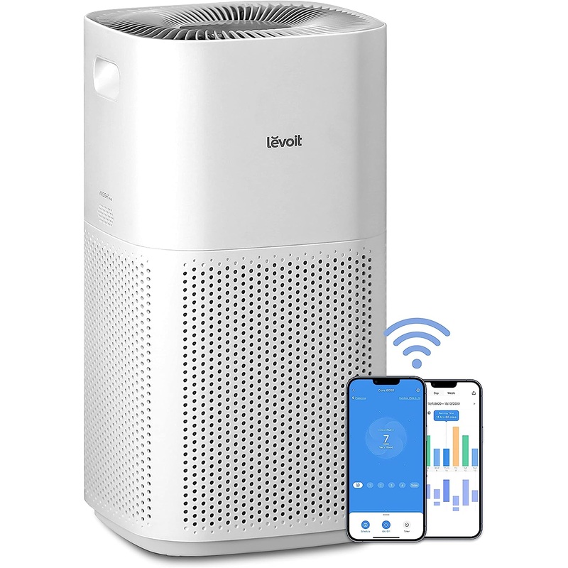 LEVOIT Air Purifiers for Home Large Room, Covers Up to 3175 Sq. Ft, Smart WiFi and PM2.5 Monitor, Hepa Filter Captures Particles, Smoke, Pet Allergies, Dust, Pollen, Alexa Control, Core 600S, White | Bigbigmart.com