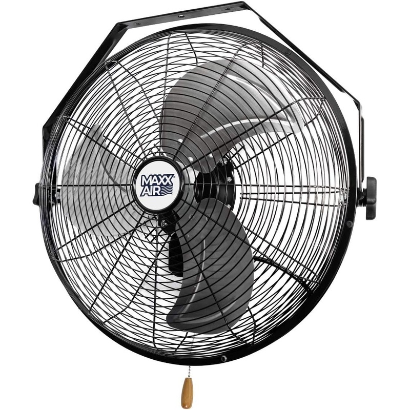 Maxx Air Wall Mount Fan, Commercial Grade for Garage, Shop, Easy Operation and Powerful CFM (18 Residential Wall Mount) | Bigbigmart.com