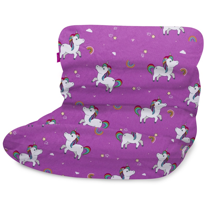 Posh Creations Laguna Lounger Bean Bag Chair, Kids, 3 ft, Canvas Rainbow Unicorns | Bigbigmart.com