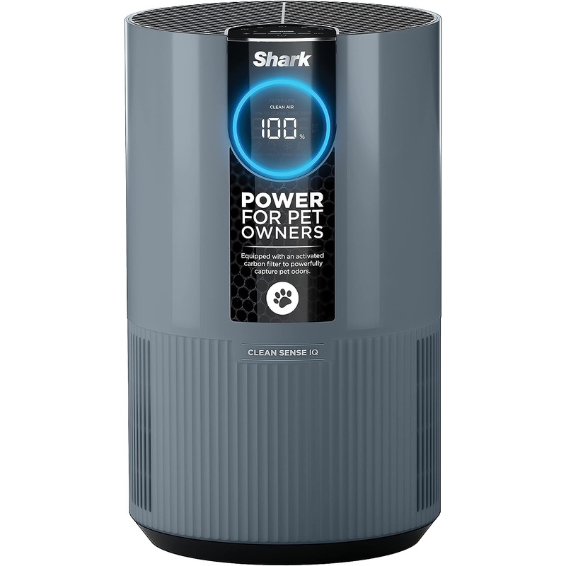 Shark HP102PETBL Clean Sense Air Purifier for Home, Allergies, Pet Hair, HEPA Filter, 500 Sq Ft Small Room, Bedroom, Captures 99.98% of Particles, Pet Dander, Fur, Allergens & Odor, Portable, Midnight, Blue | Bigbigmart.com