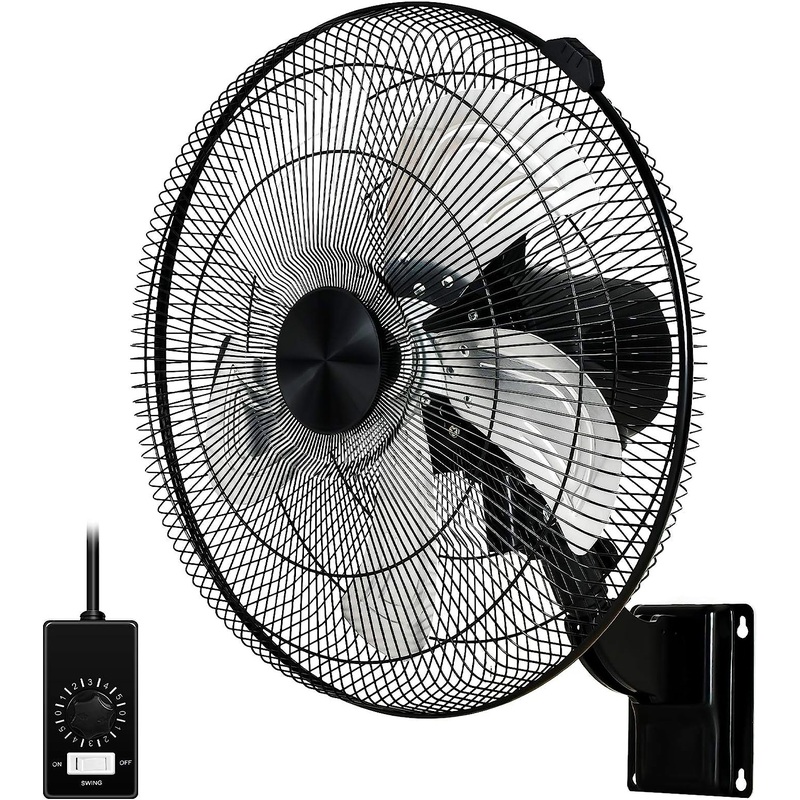 Simple Deluxe 18 Inch Household Commercial Wall Mount Fan 90 Degree Horizontal Oscillation, 5 Speed Settings 1 Pack,Black | Bigbigmart.com