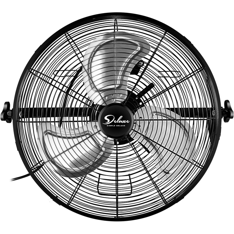Simple Deluxe 20 Inch High Velocity 3 Speed, Black Wall-Mount Fan for Warehouse, Greenhouse, Workshop, Patio, Factory and Basement | Bigbigmart.com