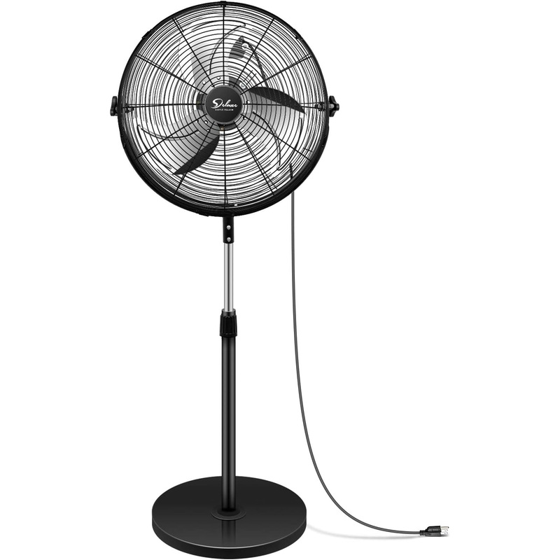 Simple Deluxe 20 Inch Pedestal Standing Fan, High Velocity, Heavy Duty Metal For Industrial, Commercial, Residential, Greenhouse Use, Black