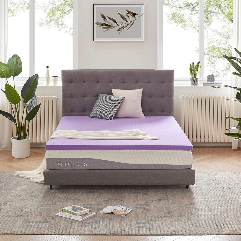 SINWEEK 2 Inch Gel Memory Foam Mattress Topper Ventilated Soft Mattress Pad, Bed Topper, CertiPUR-US Certified, Twin XL Size, Purple | Bigbigmart.com