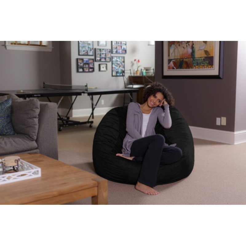 Sofa Sack Bean Bag Chair, Memory Foam Lounger with Microsuede Cover, Kids, Adults, 4 ft, Black | Bigbigmart.com