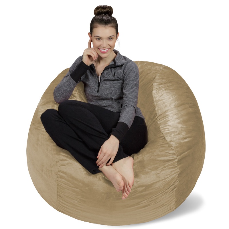 Sofa Sack Bean Bag Chair, Memory Foam Lounger with Microsuede Cover, Kids, Adults, 4 ft, Camel | Bigbigmart.com