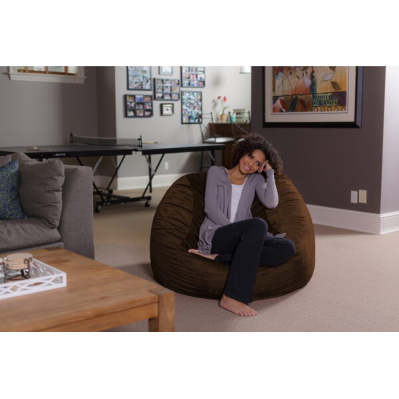 Sofa Sack Bean Bag Chair, Memory Foam Lounger with Microsuede Cover, Kids, Adults, 4 ft, Chocolate | Bigbigmart.com