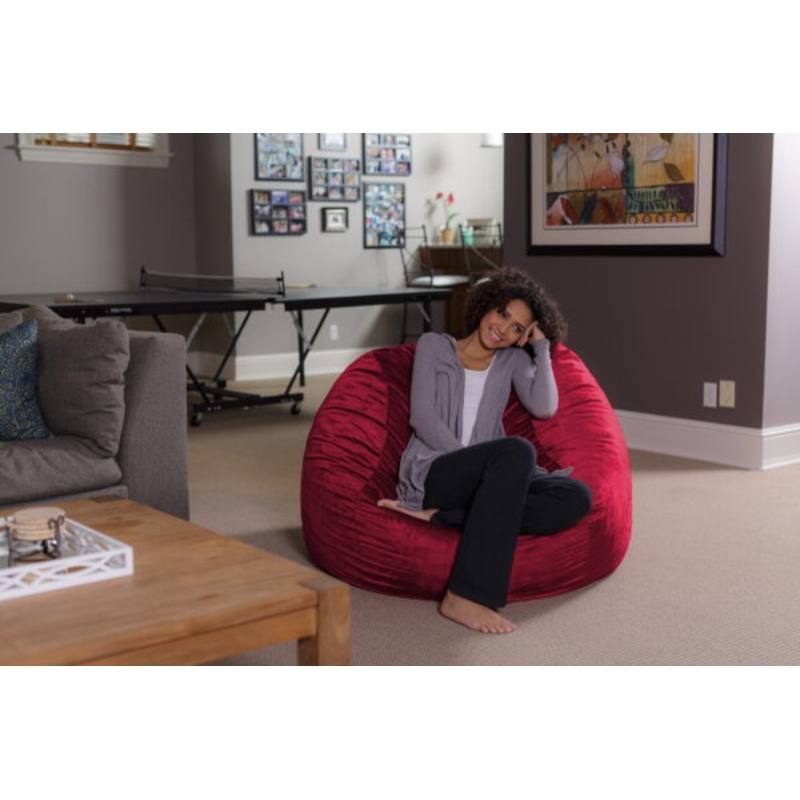 Sofa Sack Bean Bag Chair, Memory Foam Lounger with Microsuede Cover, Kids, Adults, 4 ft, Cinnabar | Bigbigmart.com