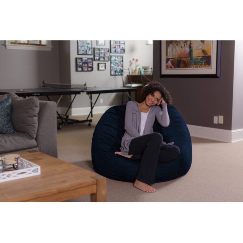 Sofa Sack Bean Bag Chair, Memory Foam Lounger with Microsuede Cover, Kids, Adults, 4 ft, Navy | Bigbigmart.com