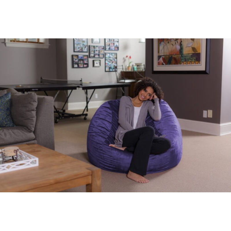 Sofa Sack Bean Bag Chair, Memory Foam Lounger with Microsuede Cover, Kids, Adults, 4 ft, Purple | Bigbigmart.com