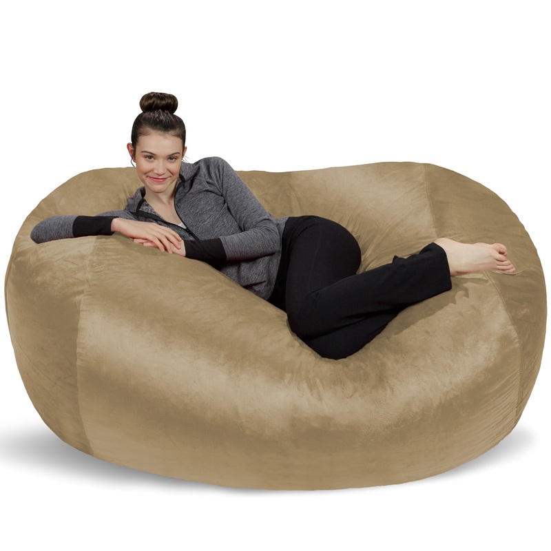 Sofa Sack Bean Bag Chair, Memory Foam Lounger with Microsuede Cover, Kids, Adults, 6 ft, Beige | Bigbigmart.com