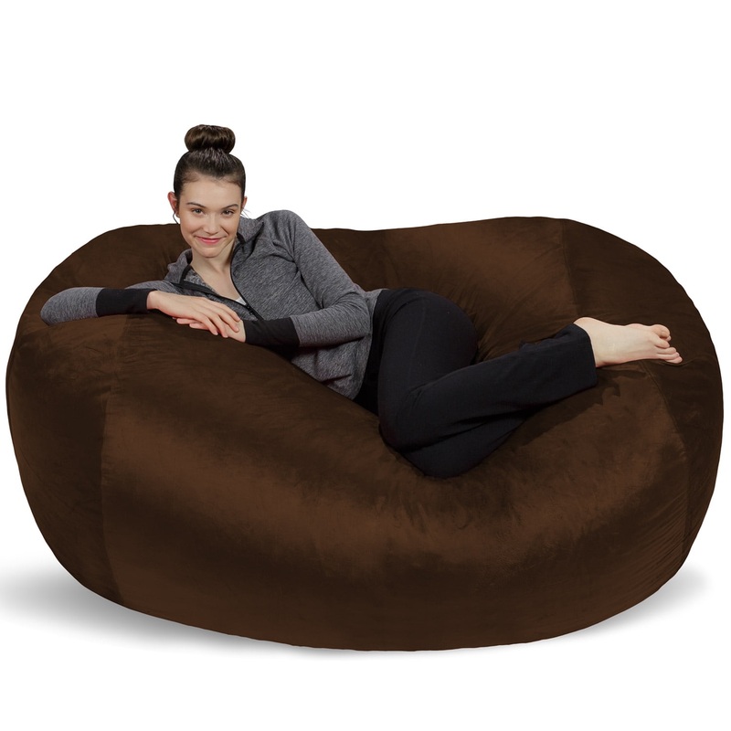 Sofa Sack Bean Bag Chair, Memory Foam Lounger with Microsuede Cover, Kids, Adults, 6 ft, Chocolate | Bigbigmart.com