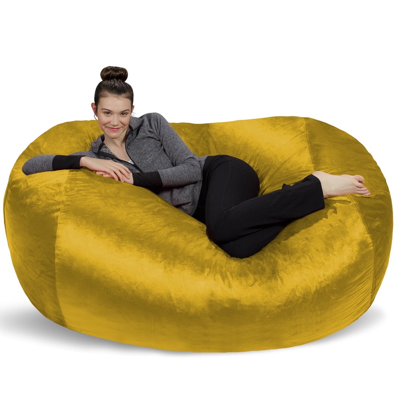 Sofa Sack Bean Bag Chair, Memory Foam Lounger with Microsuede Cover, Kids, Adults, 6 ft, Lemon | Bigbigmart.com