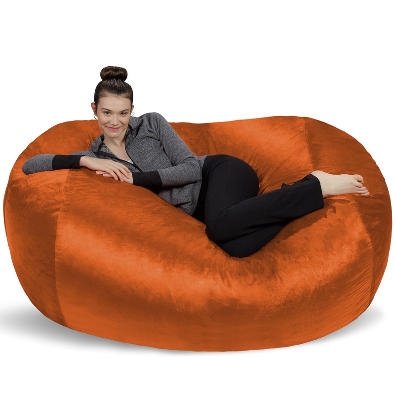 Sofa Sack Bean Bag Chair, Memory Foam Lounger with Microsuede Cover, Kids, Adults, 6 ft, Orange | Bigbigmart.com
