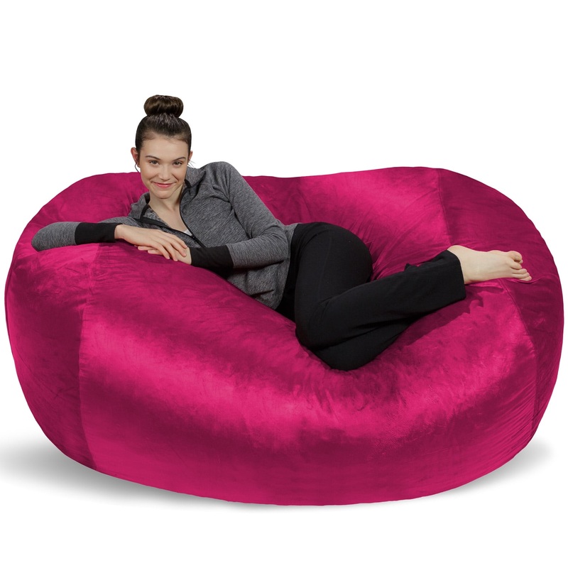 Sofa Sack Bean Bag Chair, Memory Foam Lounger with Microsuede Cover, Kids, Adults, 6 ft, Pink | Bigbigmart.com