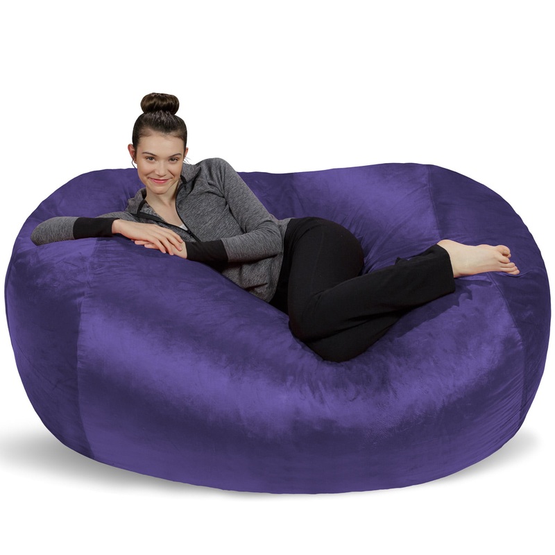 Sofa Sack Bean Bag Chair, Memory Foam Lounger with Microsuede Cover, Kids, Adults, 6 ft, Purple | Bigbigmart.com