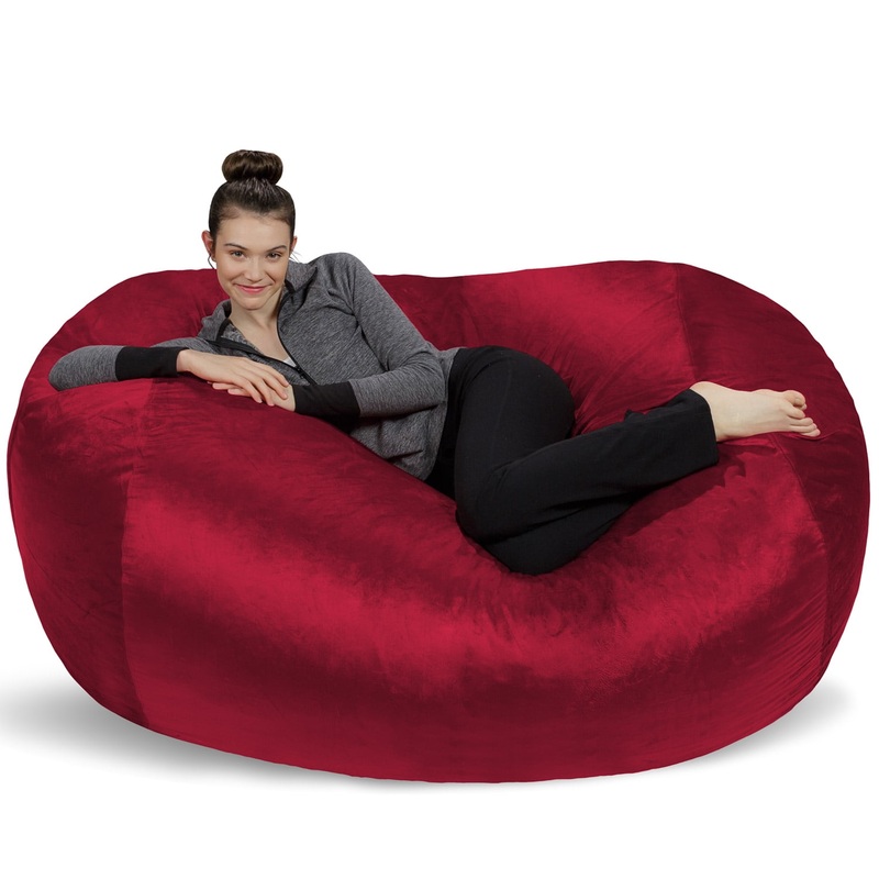 Sofa Sack Bean Bag Chair, Memory Foam with Microsuede Cover, Kids, Adults, 6 ft, Cinnabar | Bigbigmart.com