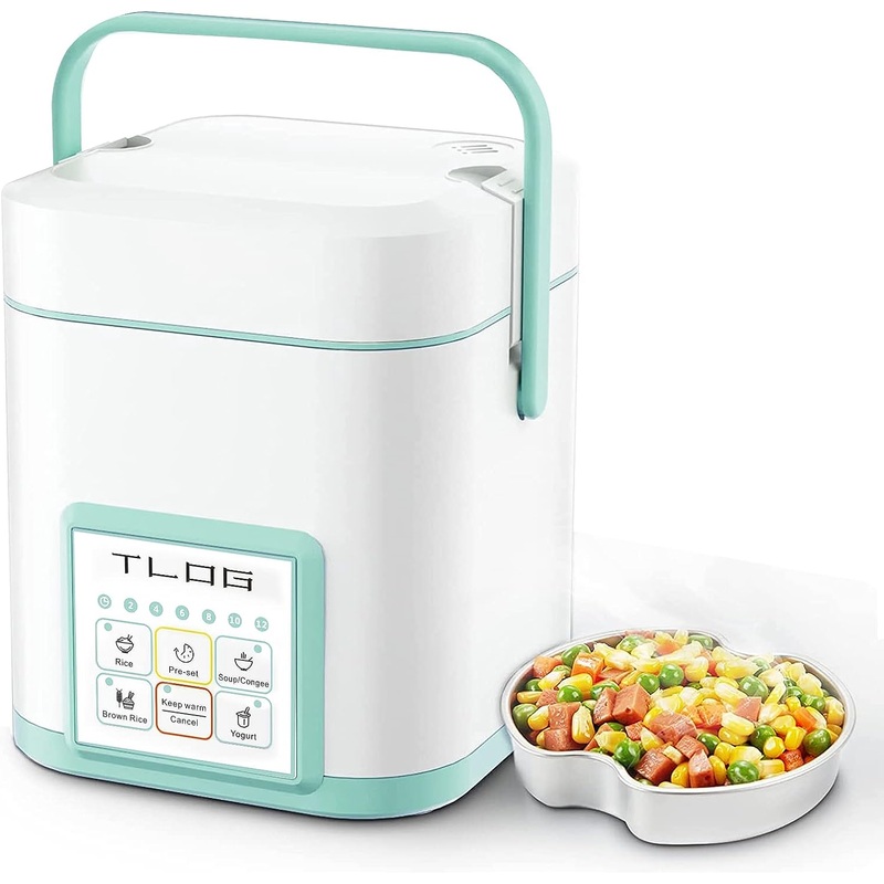 TLOG Mini Rice Cooker 2.5 Cups Uncooked, Healthy Ceramic Coating Portable Rice Cooker, 1.2L Travel Rice Cooker Small for 1-3 People, Personal Rice maker, Food Steamer, 12 Hours delay timer, Multi-cooker for Grains, Oats | Bigbigmart.com