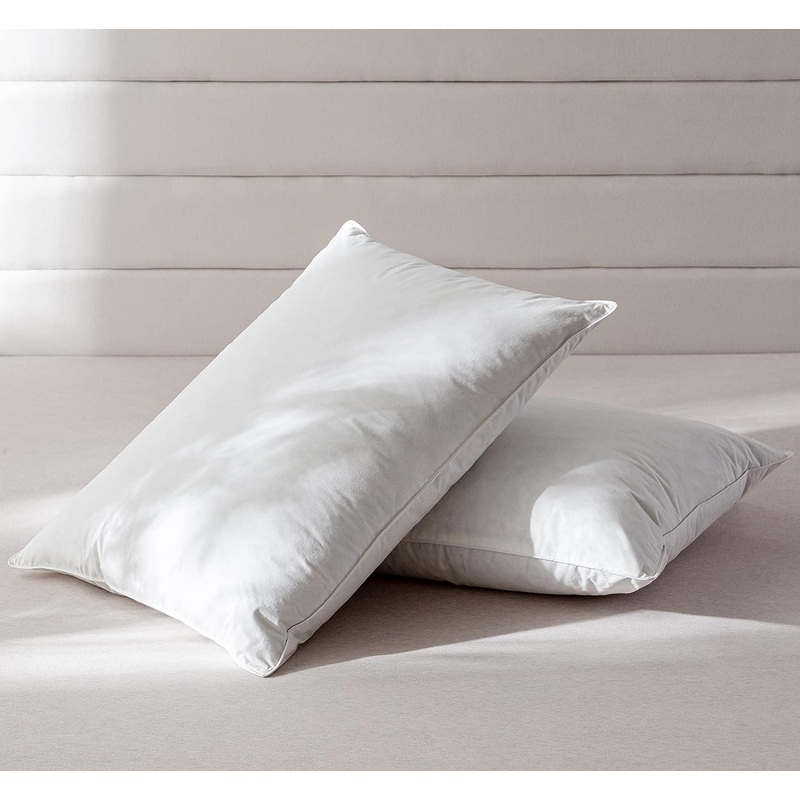 AIKOFUL Luxury Goose Feathers Down Pillows Queen Size Set of 2,Hotel Collection Soft Bed Pillows for Sleeping,Organic Percale Cover(Queen,Pack of 2) | Bigbigmart.com