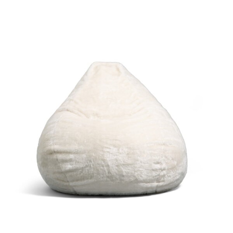 Big Joe Lotus Foam Bean Bag Chair, Short Shag 4ft, Ivory | Bigbigmart.com