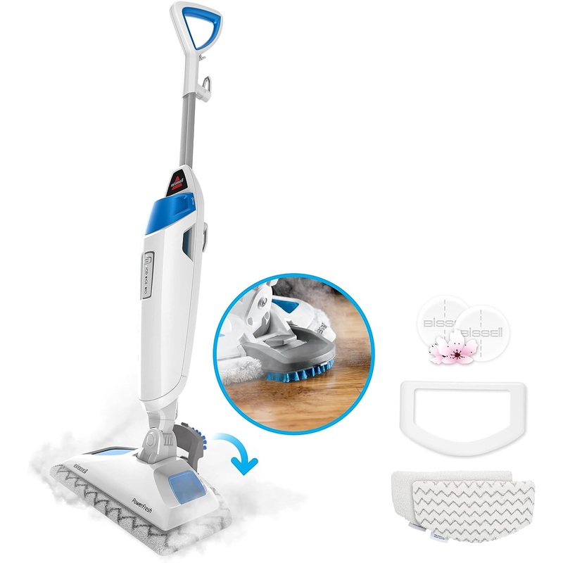 Bissell Power Fresh Steam Mop with Natural Sanitization, Floor Steamer, Tile Cleaner, and Hard Wood Floor Cleaner with Flip-Down Easy Scrubber, 1940A | Bigbigmart.com