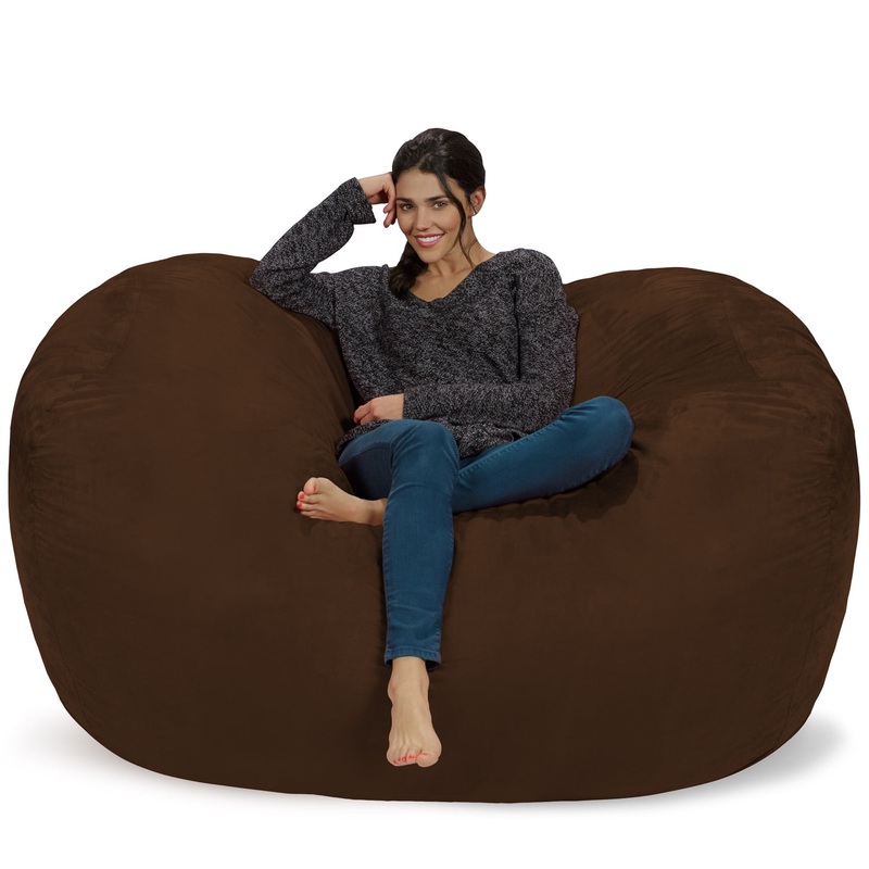 Chill Sack Bean Bag Chair, Memory Foam Lounger with Microsuede Cover, Kids, Adults, 6 ft, Chocolate | Bigbigmart.com