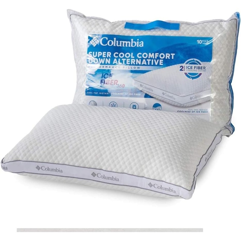 Columbia Comfort Ice Fiber Side Sleeper Down Alternative Bed Pillow – Instant Cooling 2 Sided Ice Fiber Cover – Supportive and Cozy Polyester Fiber Fill – Side Sleeper, King | Bigbigmart.com