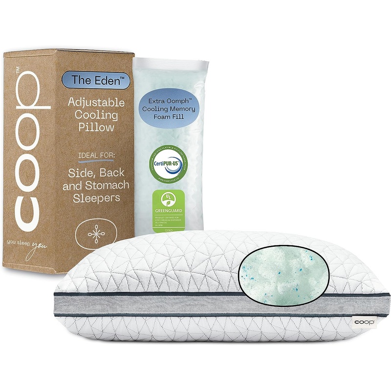 Coop Home Goods Eden Bed Pillow Queen Size for Sleeping on Back, Stomach and Side Sleeper- Medium Soft Memory Foam Cooling Gel – CertiPUR-US/GREENGUARD Gold | Bigbigmart.com