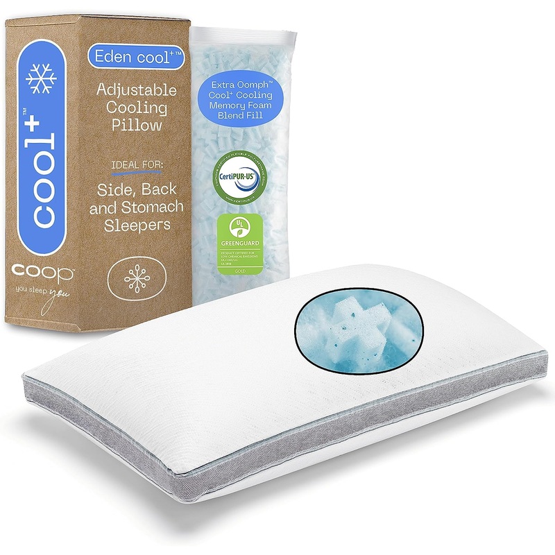 Coop Home Goods Eden Cool+ Pillow, Queen Size Plus Shaped Memory Foam Pillows with Cooling Gel, Back, Stomach or Side Sleeper Pillow, Adjustable Neck Support for Sleeping, CertiPUR-US/GREENGUARD Gold | Bigbigmart.com