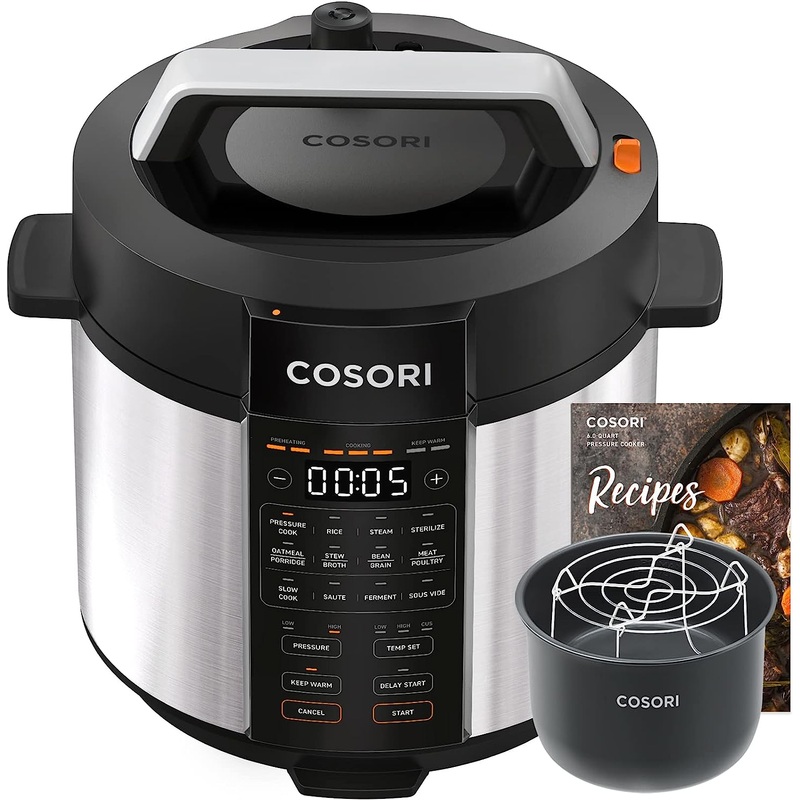 COSORI Electric Pressure Cooker 6 Quart, 9-in-1 Instant Multi Cooker, 13 Presets, Rice Slow Cooker, Saut, Sous Vide, Sterilizer, Recipes, 1100W, Stainless Steel, Olla de Presion Electrica Multiuso | Bigbigmart.com