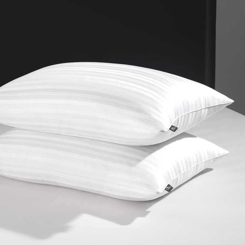 downluxe Goose Feather Down Pillow – Set of 2 Bed Pillows for Sleeping with Premium Cooling Bamboo Shell, Queen Size (20×28) | Bigbigmart.com