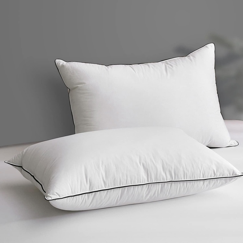 DWR Goose Feather Down Pillow for Sleeping 2 Pack, King Size Organic Cotton Hotel-Style Bed Pillow Inserts, Soft Medium Pillow for Stomach and Back Sleeper (20×36, Set of 2) | Bigbigmart.com