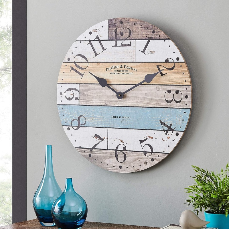 FirsTime & Co. Multicolor Newton Woodgrain Wall Clock, Large Vintage Decor for Living Room, Home Office, Round, Wood, Farmhouse, 23.5 Inches | Bigbigmart.com