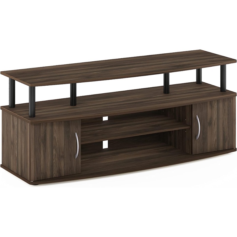 Furinno JAYA Large Entertainment Stand for TV Up to 55 Inch, Columbia Walnut/Black | Bigbigmart.com
